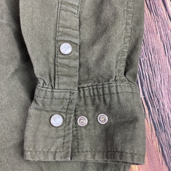 Tractr Olive Green Button Down Shirt- M 10/12 - Picture 6 of 13